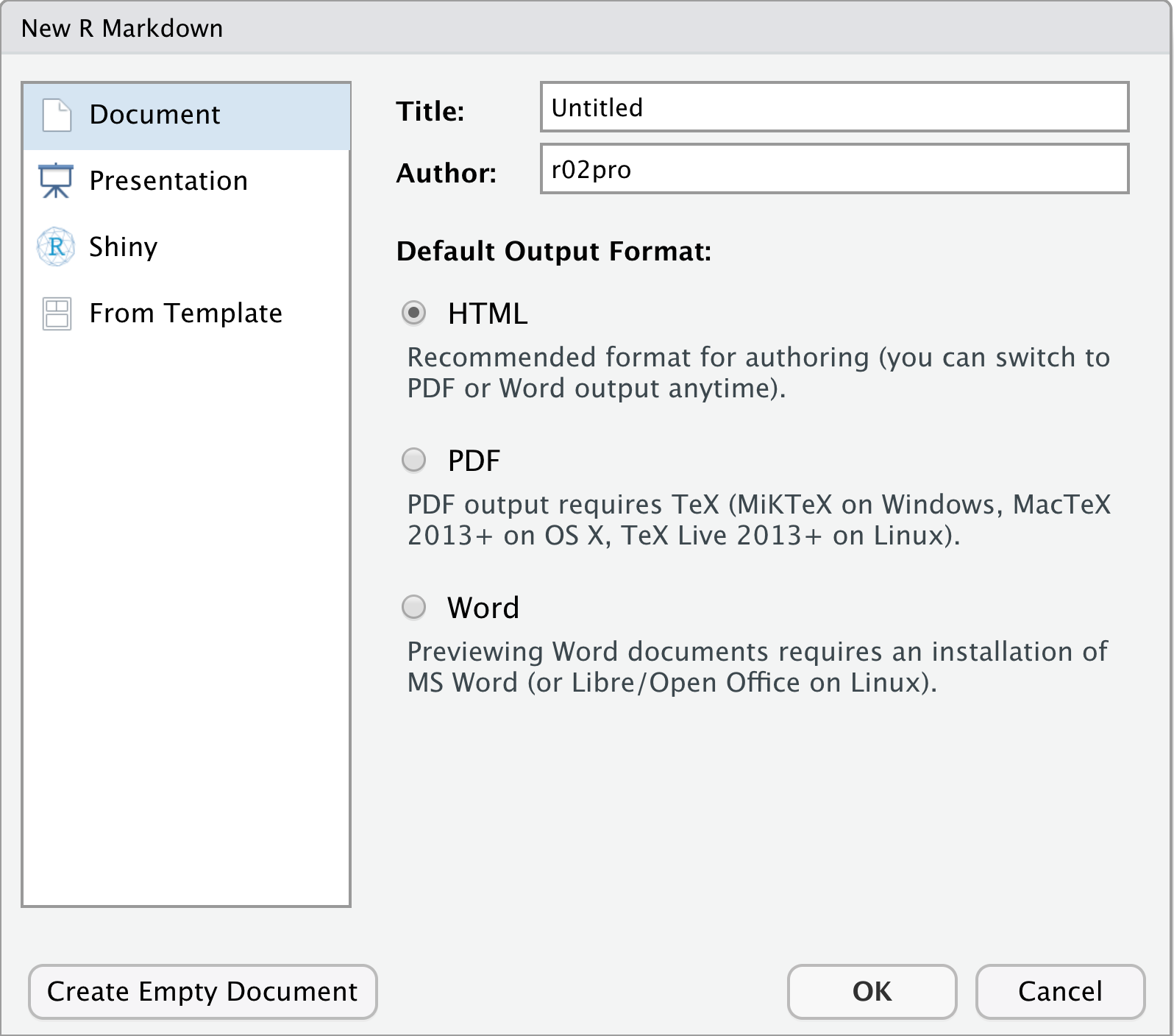 create a new R Markdown document (II)