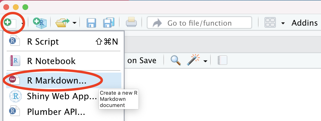 create a new R Markdown document (I)