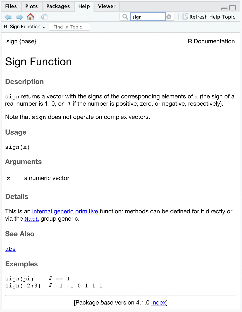 Documentation for function