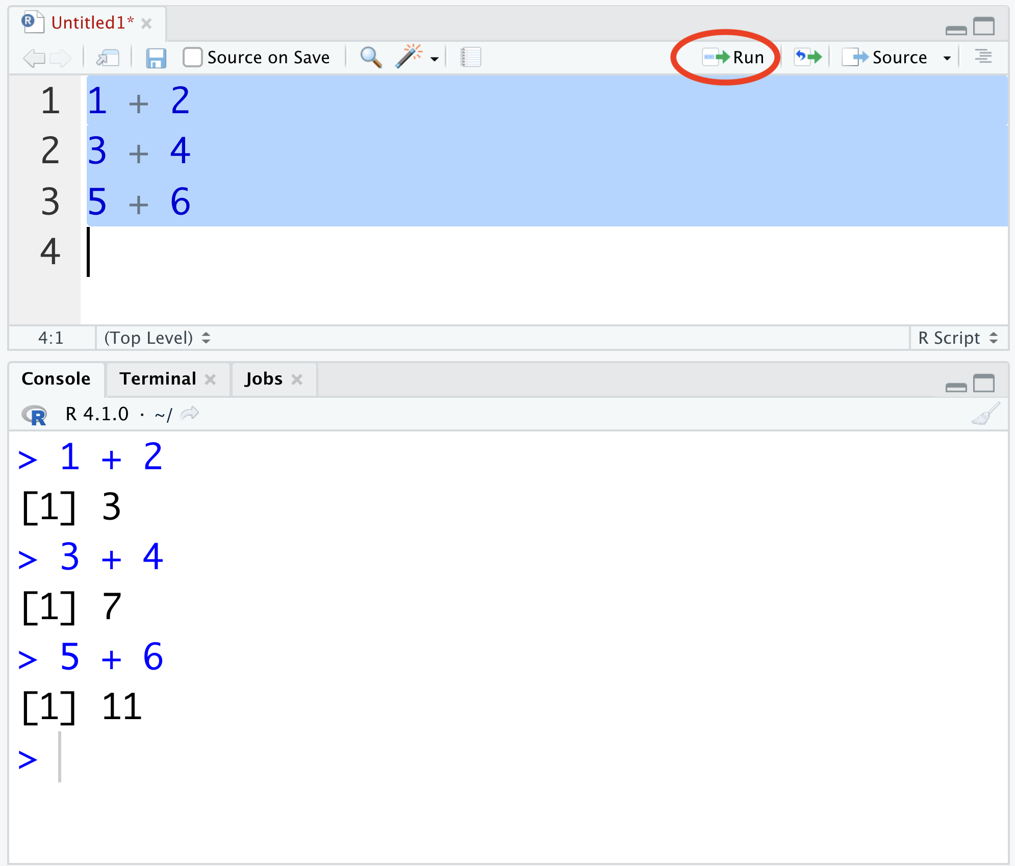 Run codes in script (II)